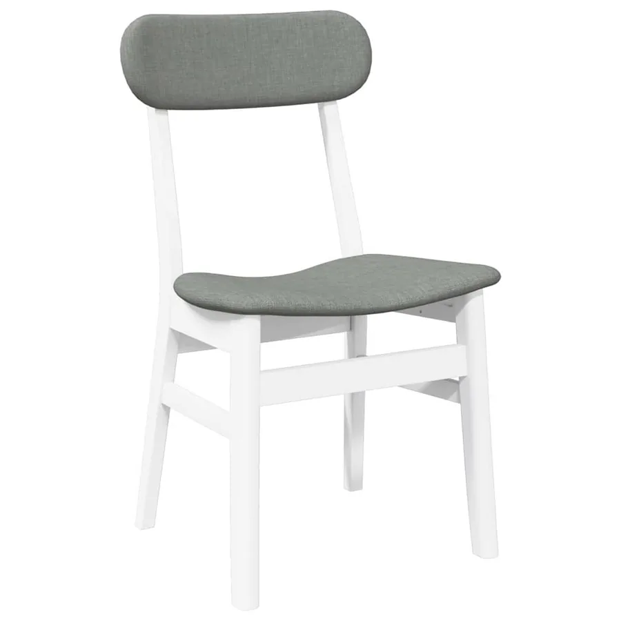 Chaises à manger coussins 2 pcs blanc bois massif caoutchouc - 4