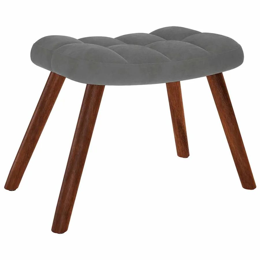 Chaise à bascule avec tabouret en velours gris foncé - 5