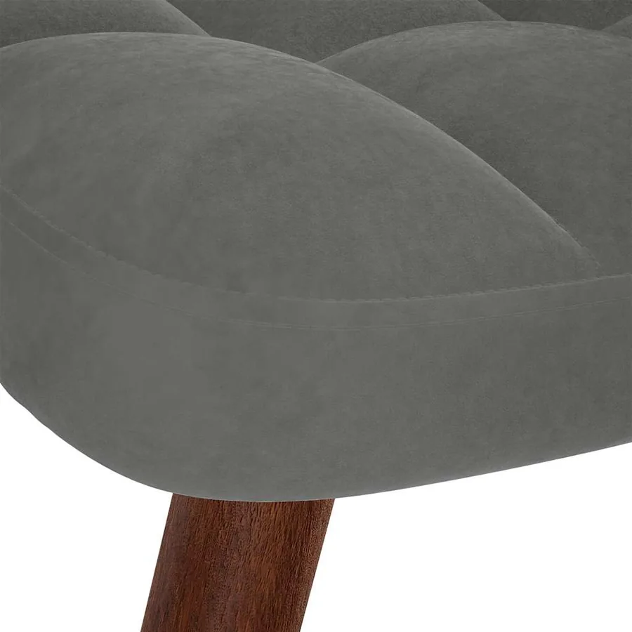 Chaise à bascule avec tabouret en velours gris foncé - 8