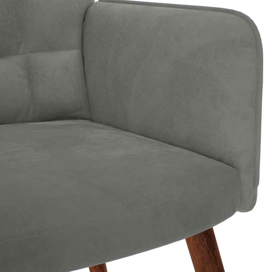 Chaise à bascule avec tabouret en velours gris foncé - 9