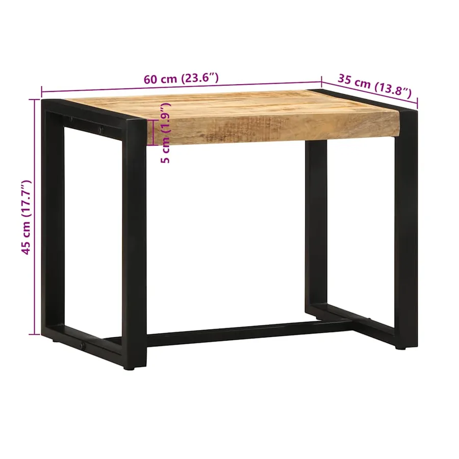 Banc 60x35x45 cm bois massif de manguier - 9