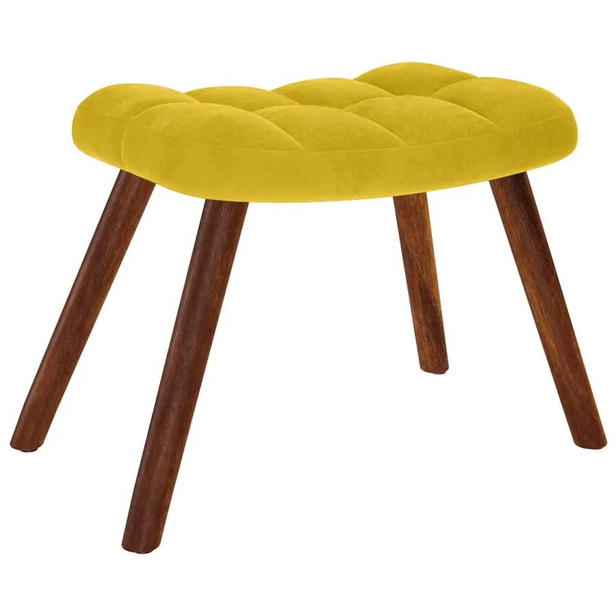 Chaise à bascule avec tabouret en velours jaune - 5