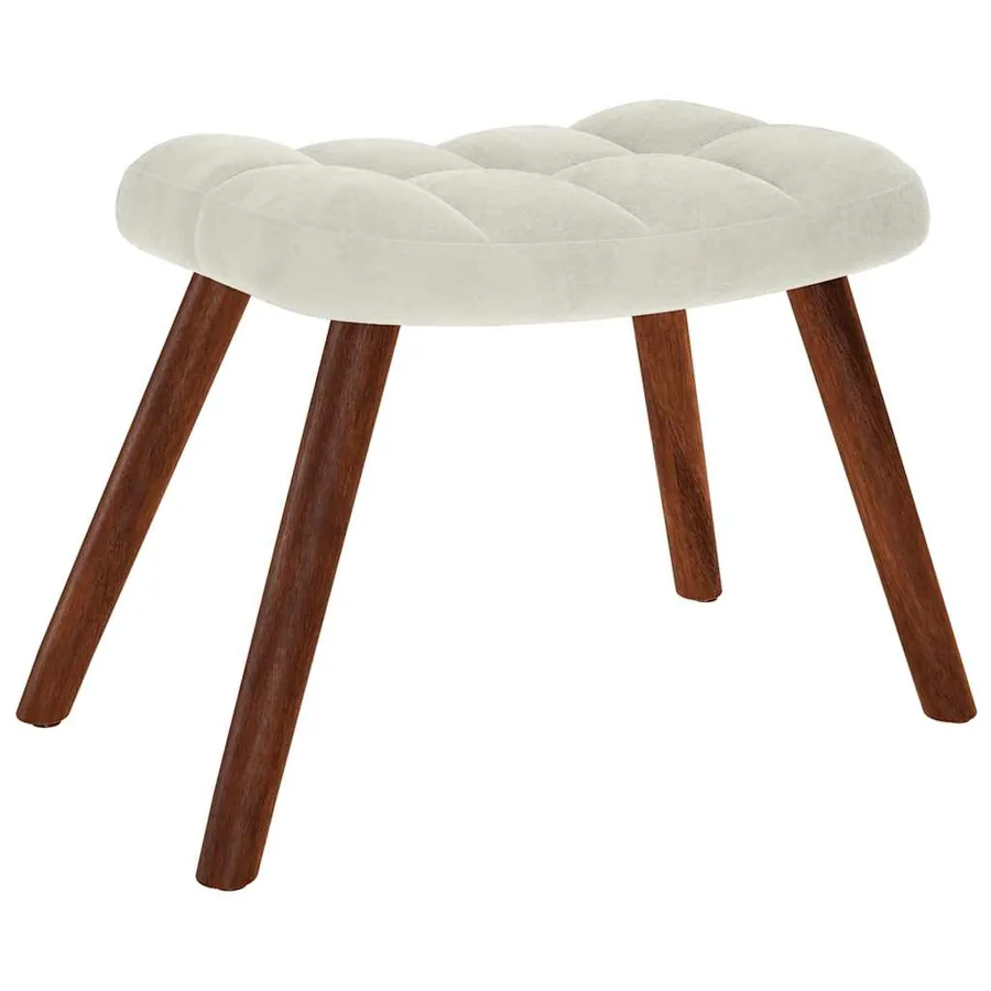 Chaise à bascule avec tabouret en velours crème - 5
