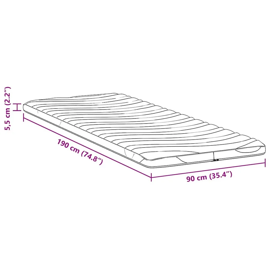 Surmatelas Blanc 90 x 190 cm Tissu en Tricot - 11