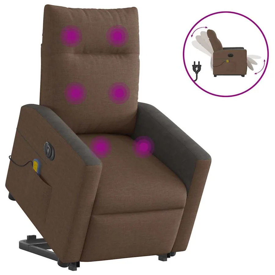Fauteuil inclinable de massage électrique Marron Tissu - 2