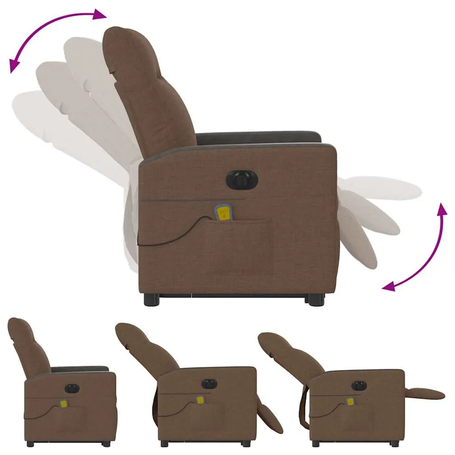 Fauteuil inclinable de massage électrique Marron Tissu - 8