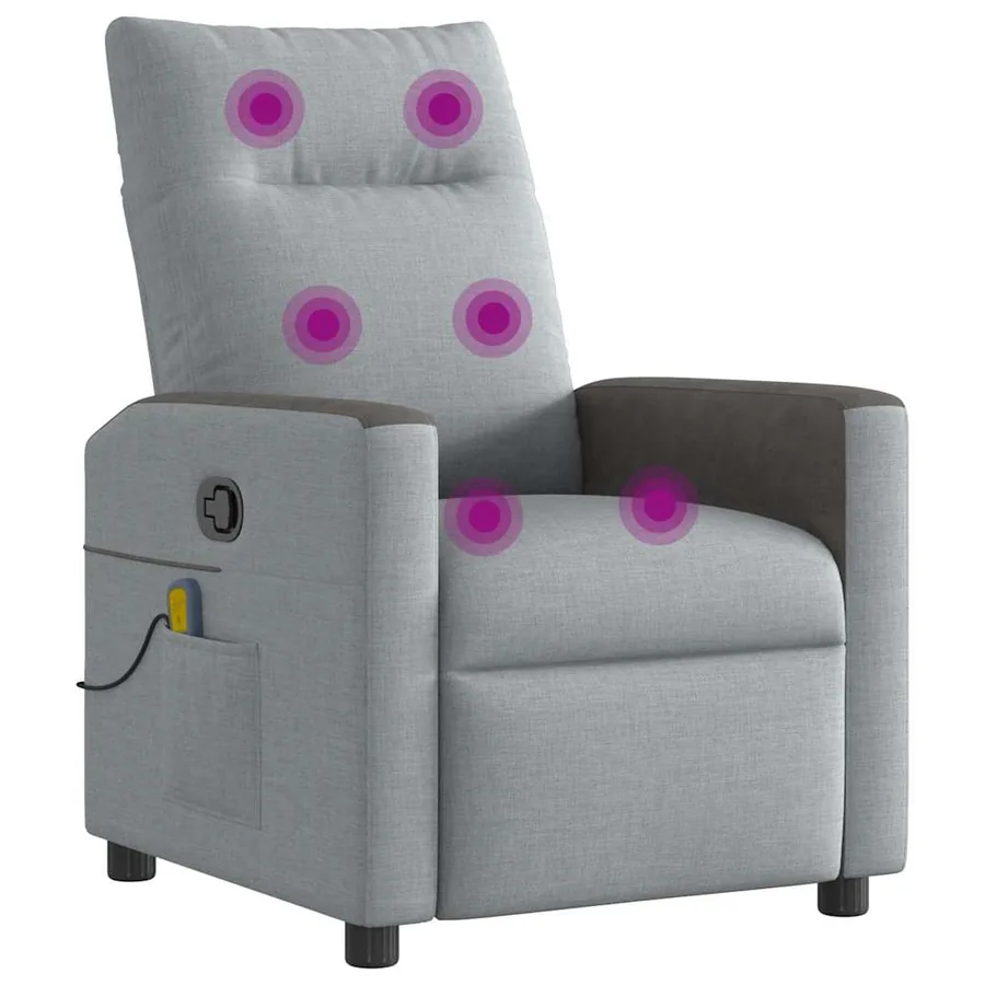 Fauteuil de massage inclinable Gris clair Tissu - 7