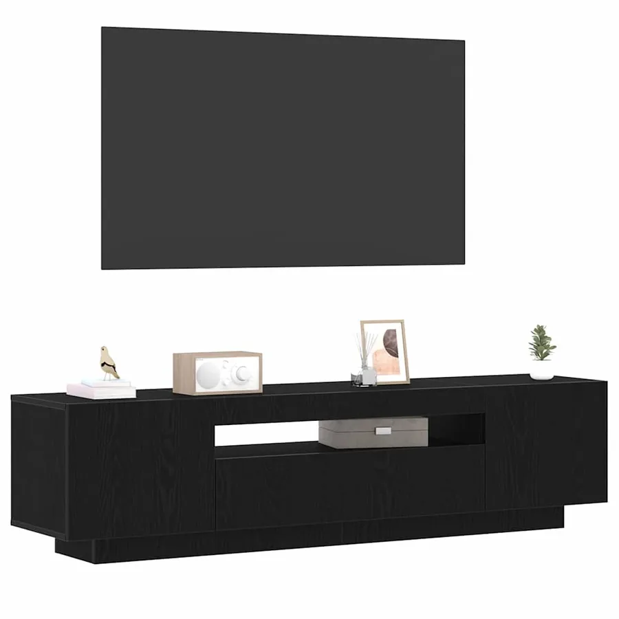 Meuble TV Noir 160 x 35 x 40 cm Bois d'ingénierie - 3