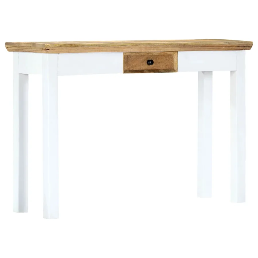 Table console Blanc et marron 110x35x75 cm Bois manguier massif - 10