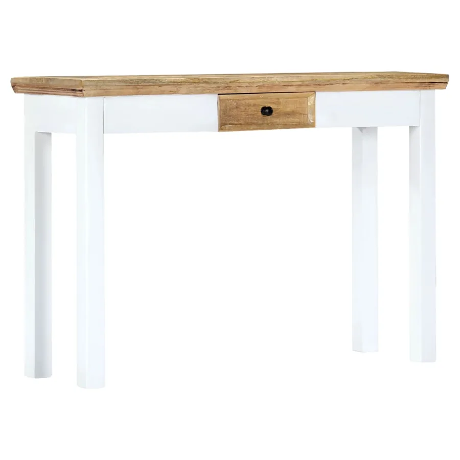 Table console Blanc et marron 110x35x75 cm Bois manguier massif - 11