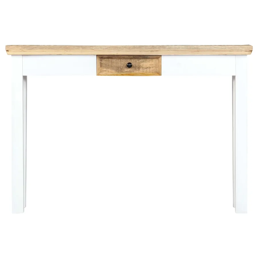 Table console Blanc et marron 110x35x75 cm Bois manguier massif - 2