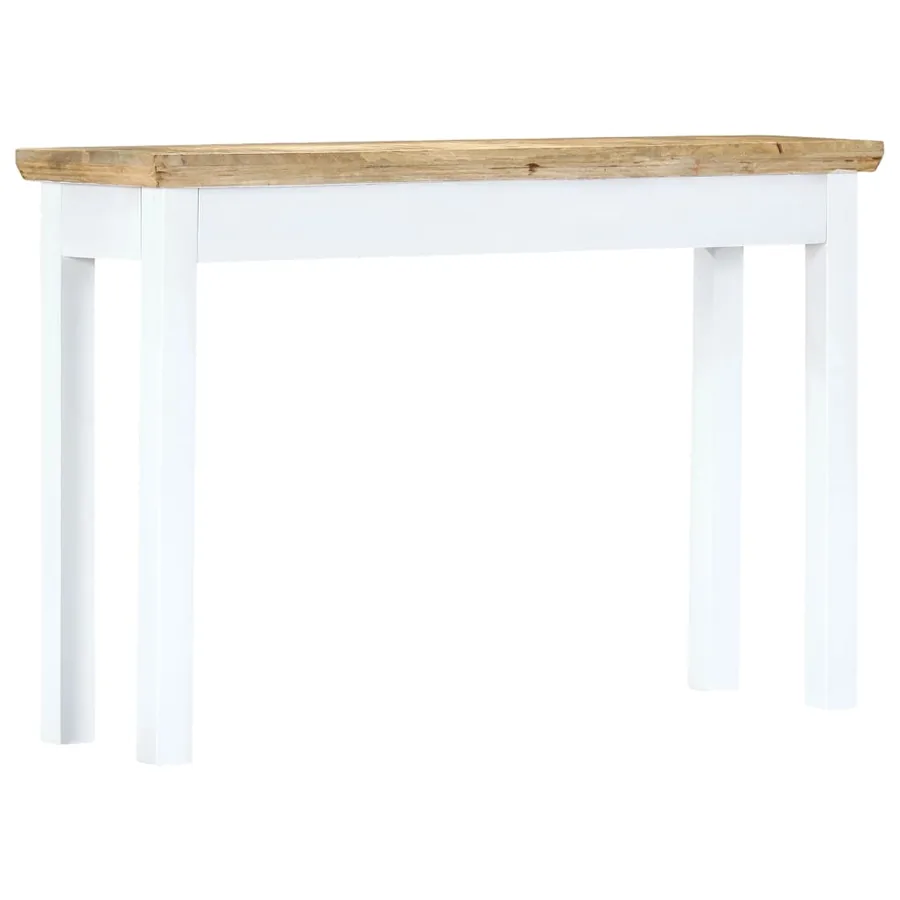 Table console Blanc et marron 110x35x75 cm Bois manguier massif - 4
