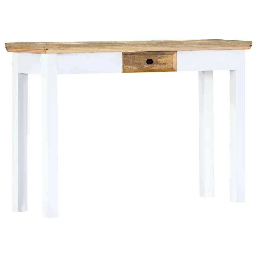 Table console Blanc et marron 110x35x75 cm Bois manguier massif - 8