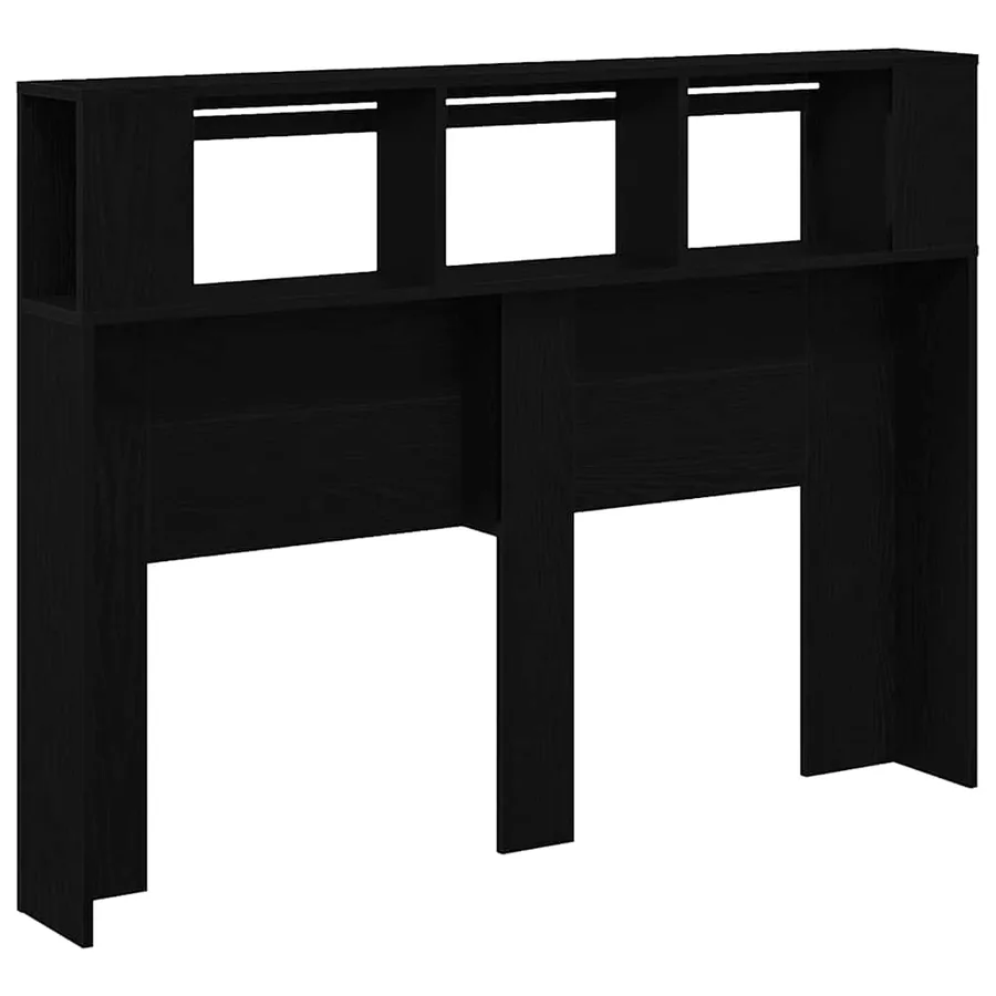 Tête de lit LED avec étagère Chêne noir 140 x 18,5 x 103,5 cm - 9