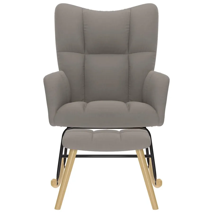 Chaise à bascule avec repose-pied Taupe Tissu - 3