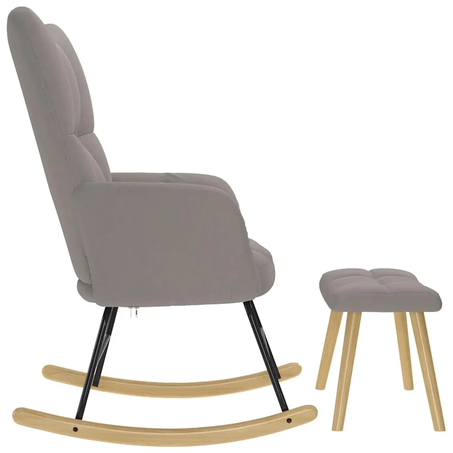 Chaise à bascule avec repose-pied Taupe Tissu - 6