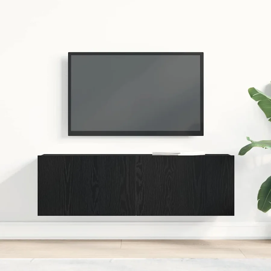 Meuble TV Chêne noir 100 x 30 x 30 cm Bois d'ingénierie - 4