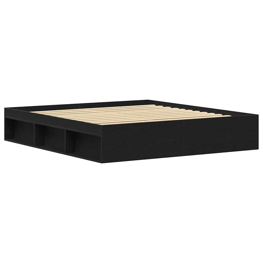 Cadre de lit sans matelas en chêne noir 200x200 cm bois d'ingénierie - 7