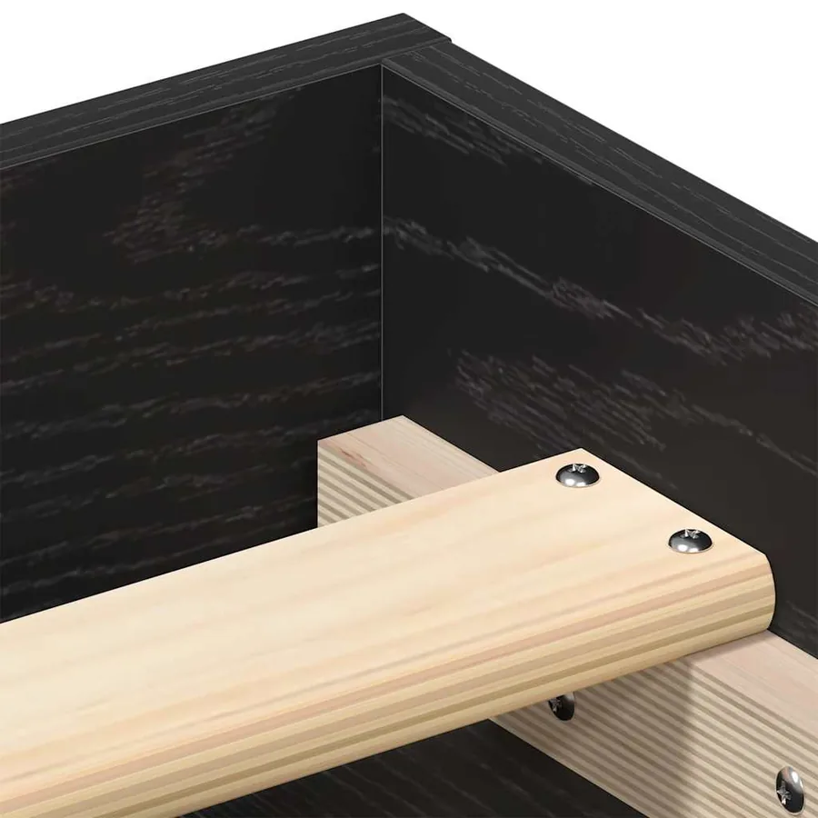 Cadre de lit sans matelas en chêne noir 200x200 cm bois d'ingénierie - 8