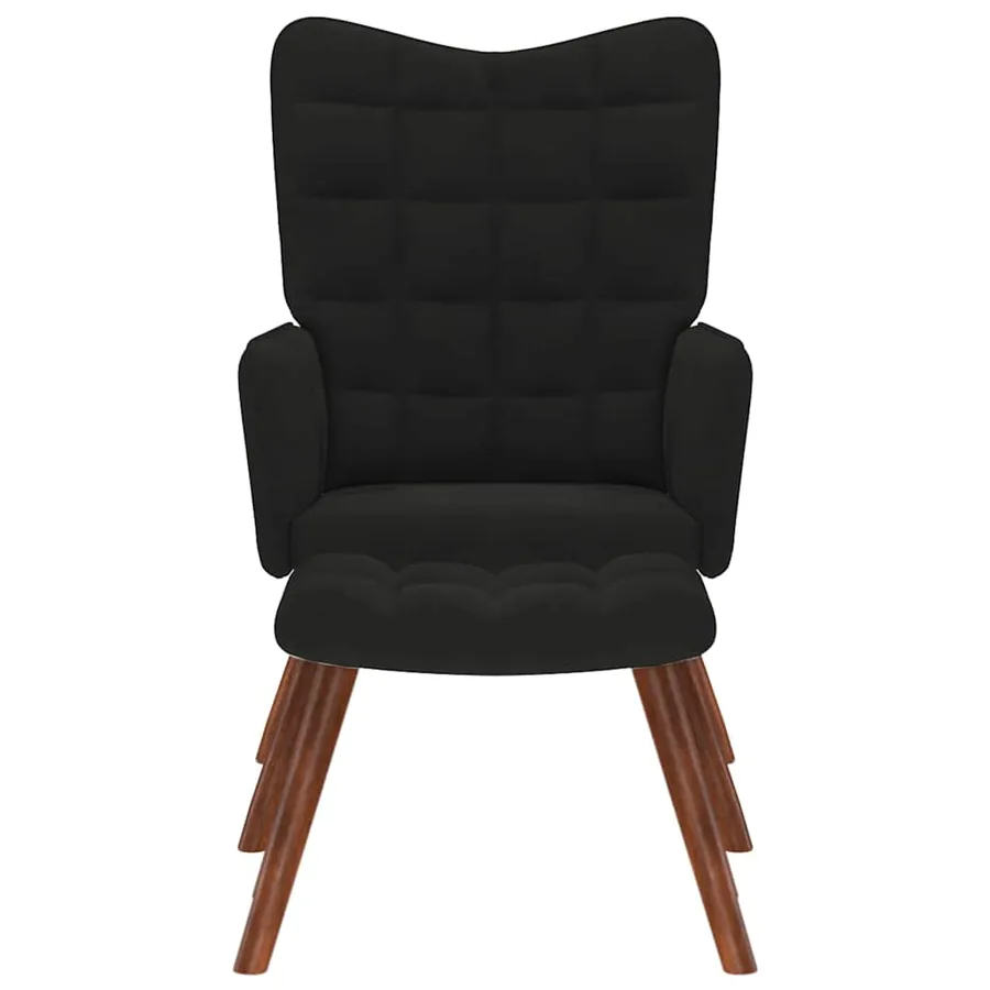 Fauteuil relax avec tabouret en velours noir - 3