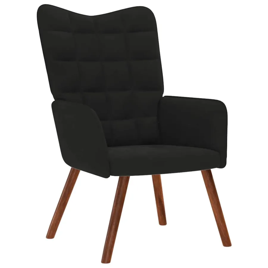 Fauteuil relax avec tabouret en velours noir - 4