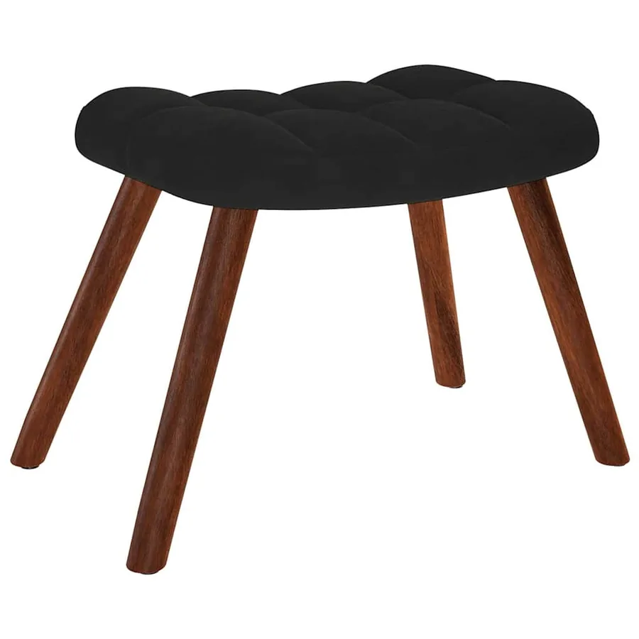 Fauteuil relax avec tabouret en velours noir - 5