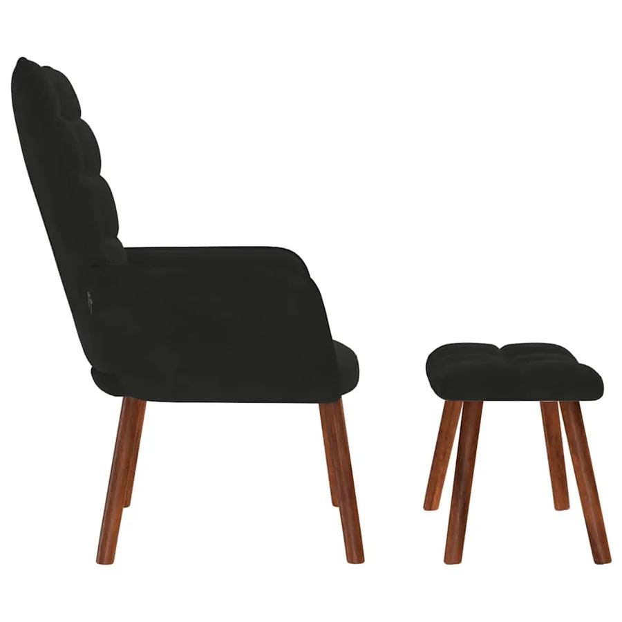 Fauteuil relax avec tabouret en velours noir - 6