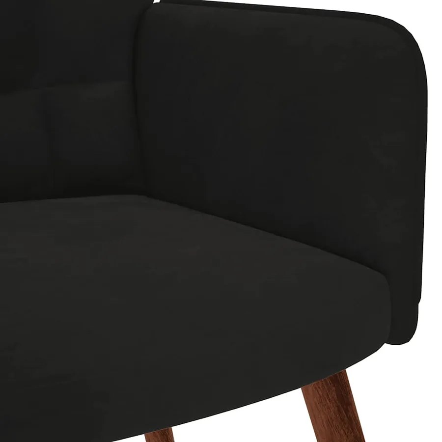 Fauteuil relax avec tabouret en velours noir - 8