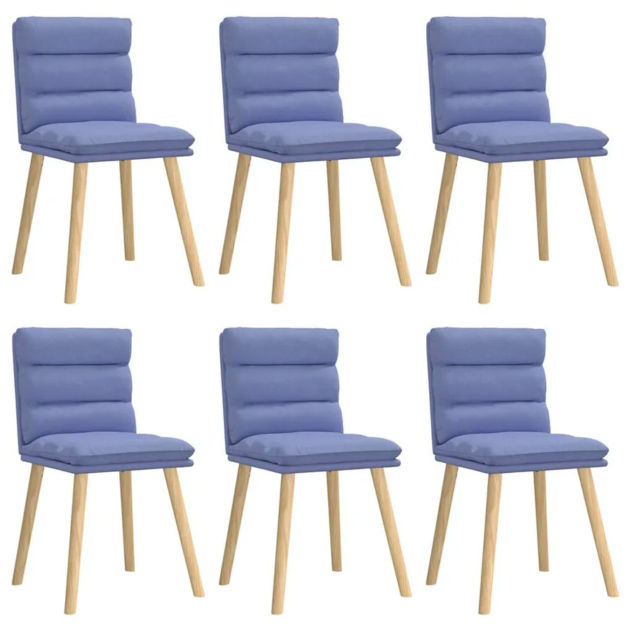 Chaises à manger lot de 6 bleu jean tissu - 2