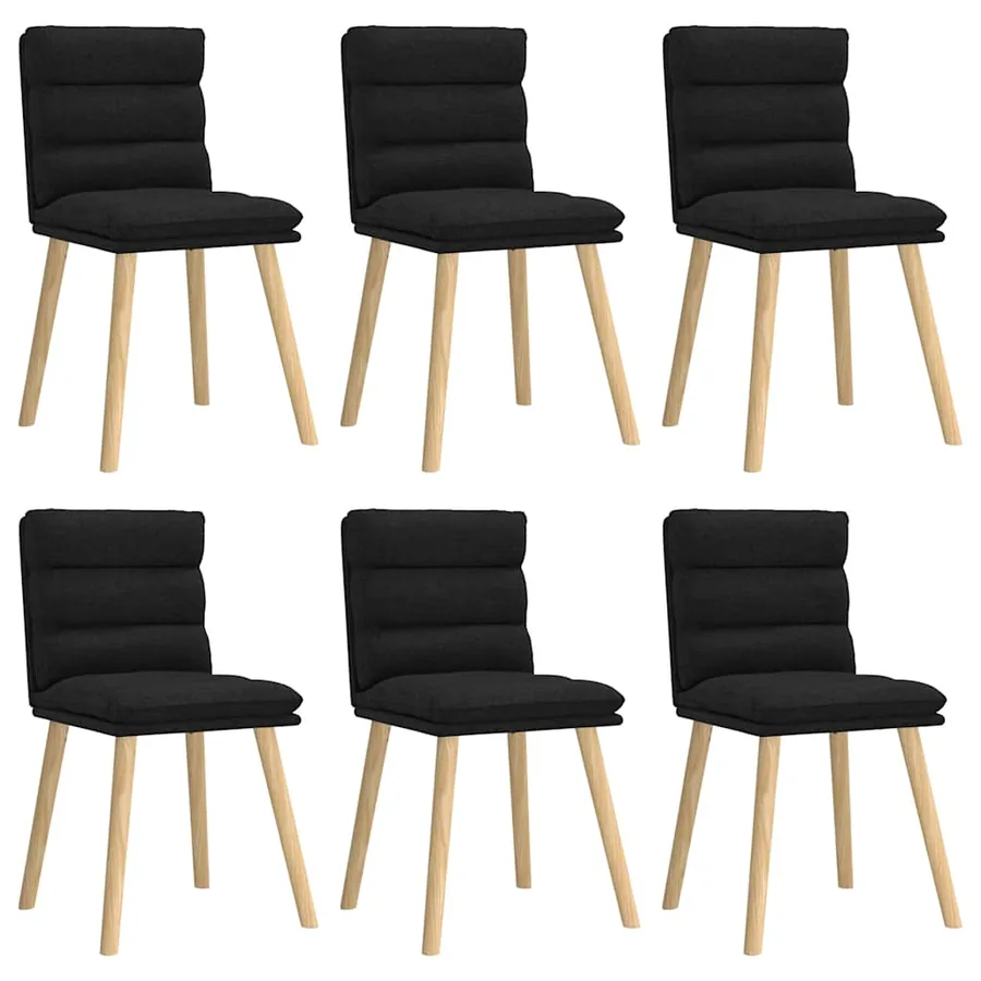 Chaises à manger lot de 6 noir tissu - 2