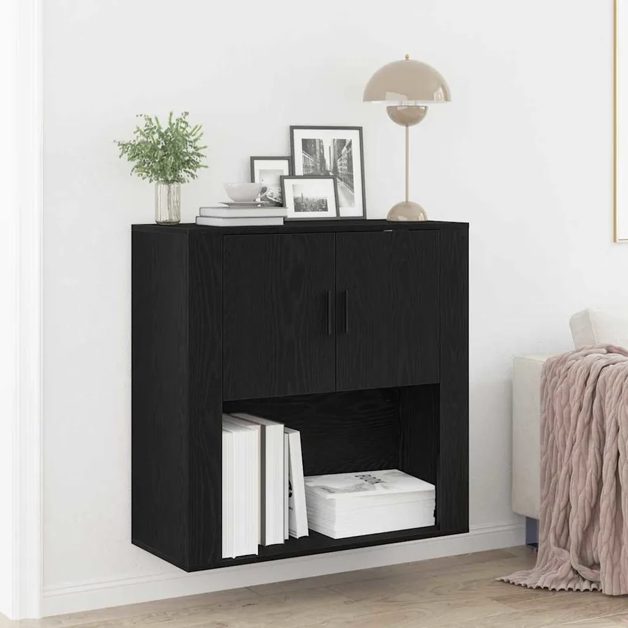 Meuble mural Chêne noir 80 x 33 x 80 cm Bois d'ingénierie