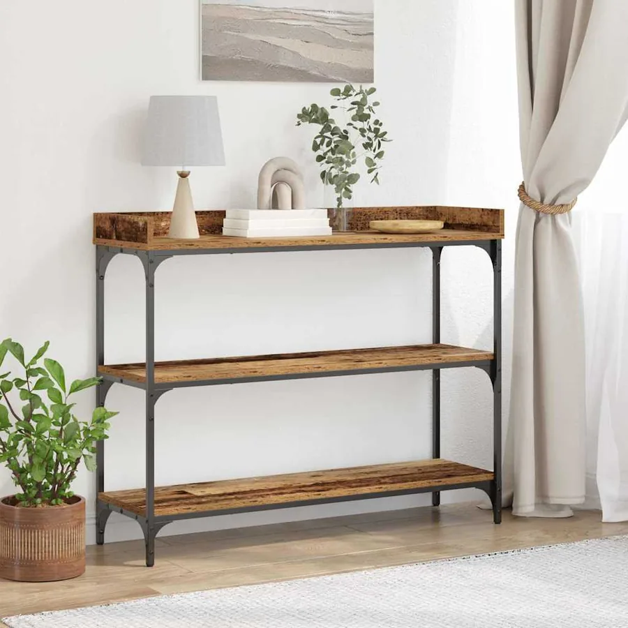 Table Console avec étagère Bois ancien 100 x 30 x 80 cm