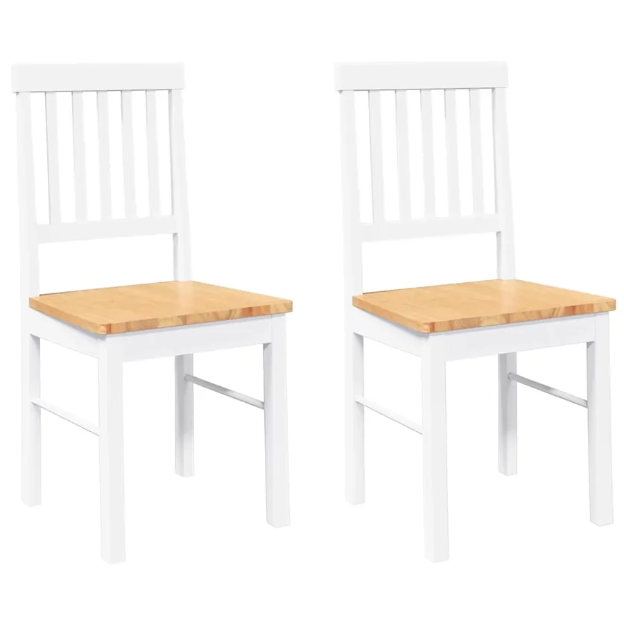 Chaises à manger 2 pcs blanc bois massif caoutchouc - 2