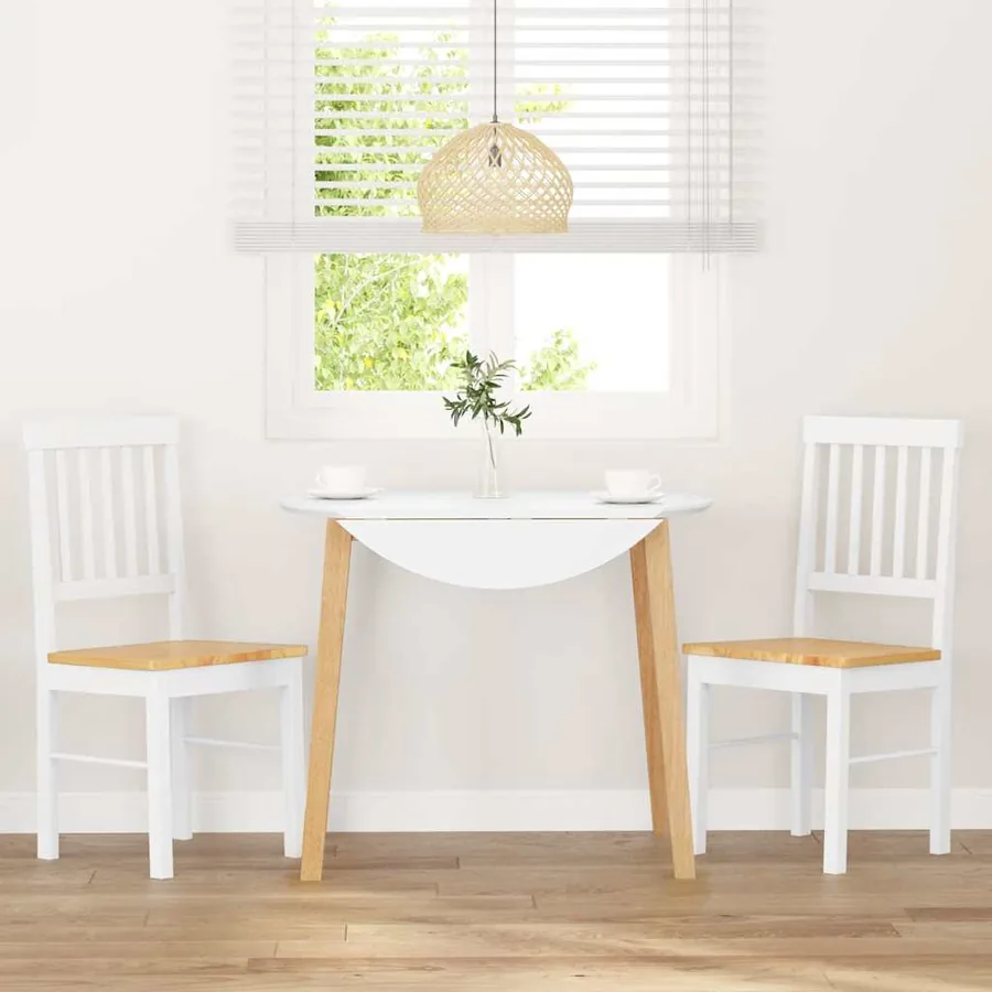 Chaises à manger 2 pcs blanc bois massif caoutchouc - 3