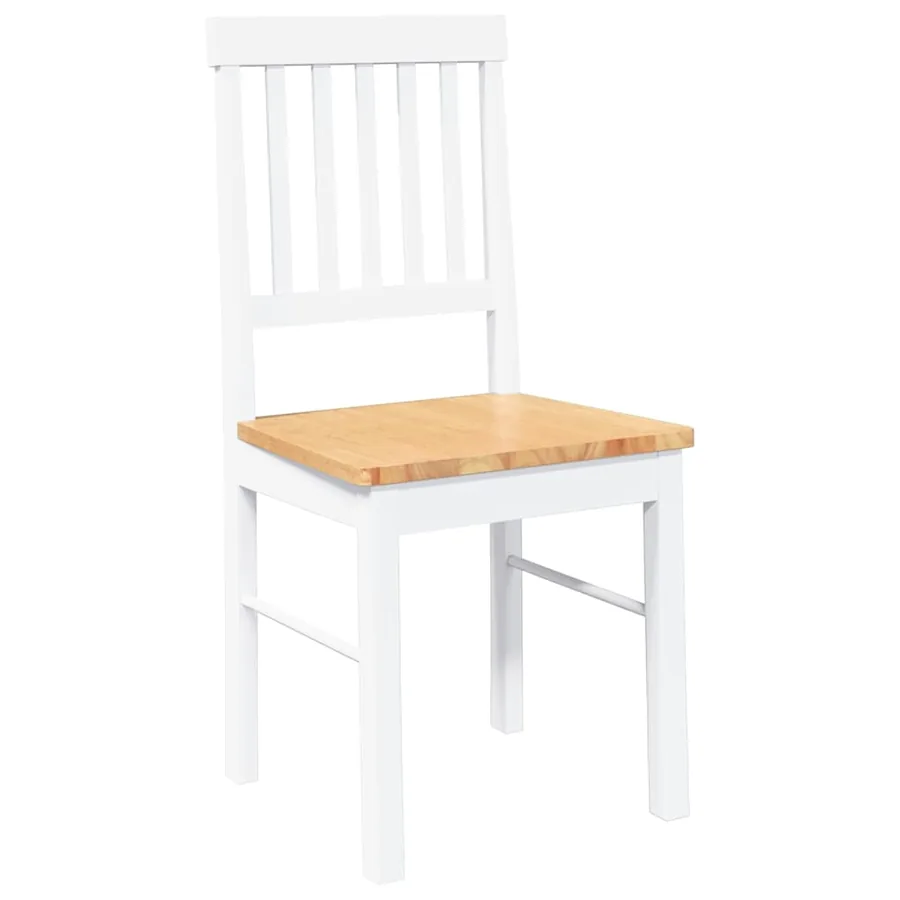 Chaises à manger 2 pcs blanc bois massif caoutchouc - 4