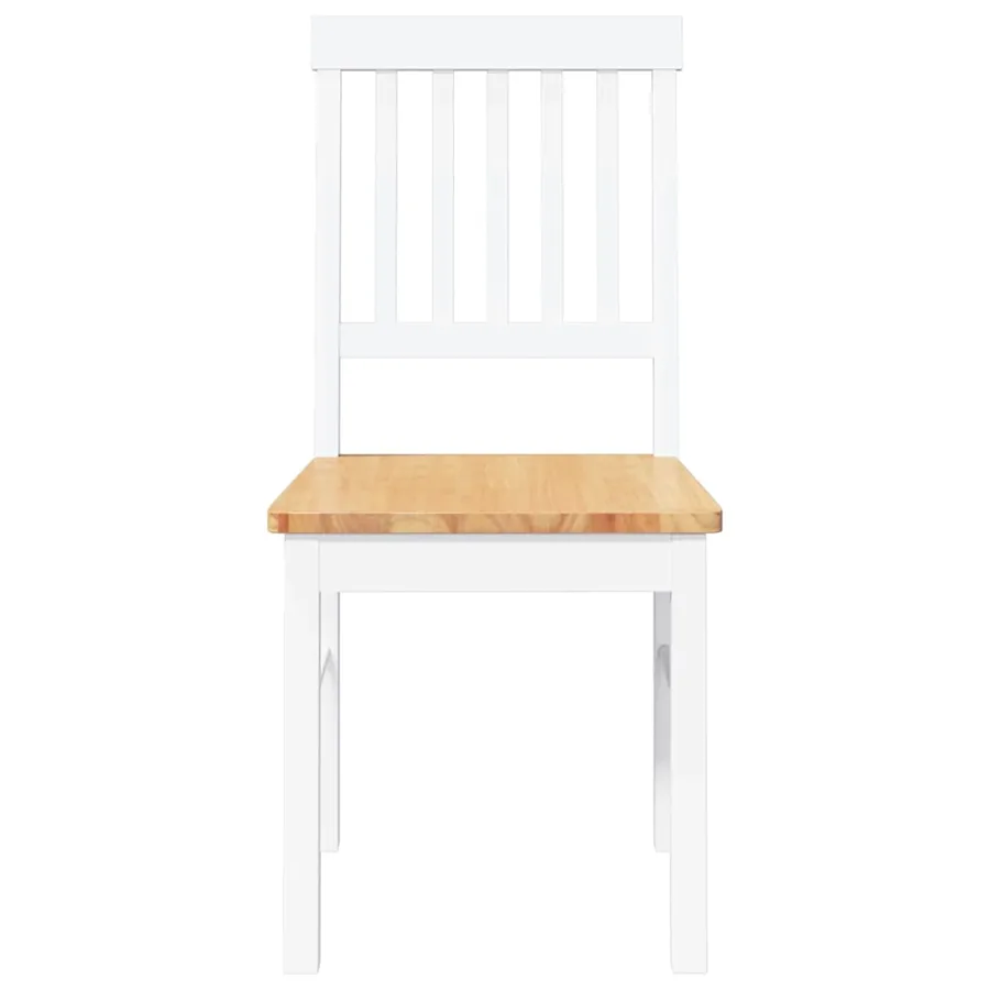 Chaises à manger 2 pcs blanc bois massif caoutchouc - 5