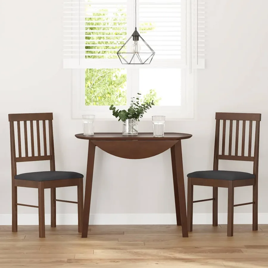 Chaises à manger coussins 2 pcs marron bois massif caoutchouc - 3