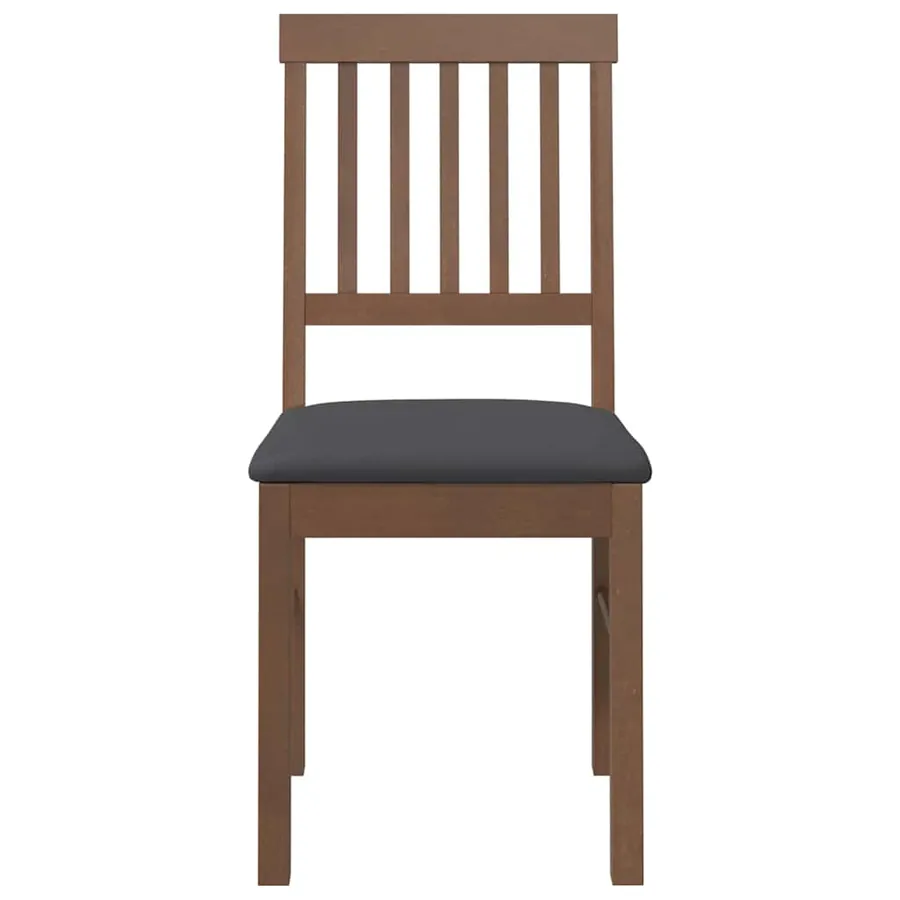 Chaises à manger coussins 2 pcs marron bois massif caoutchouc - 5