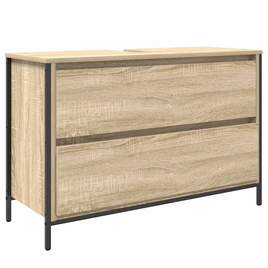 Meuble salle de bain lavabo tiroirs chêne sonoma 90x34,5x60 cm - 2
