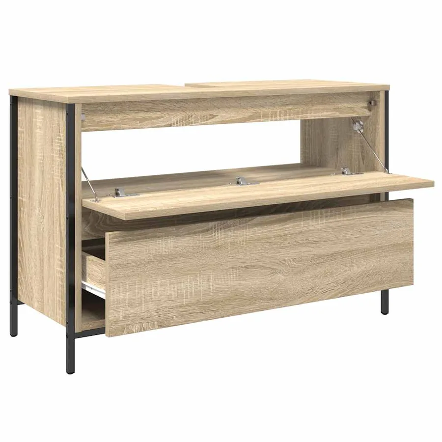 Meuble salle de bain lavabo tiroirs chêne sonoma 90x34,5x60 cm - 5