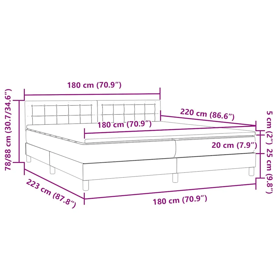 Sommier à lattes de lit avec matelas rose 180x220 cm velours - 12