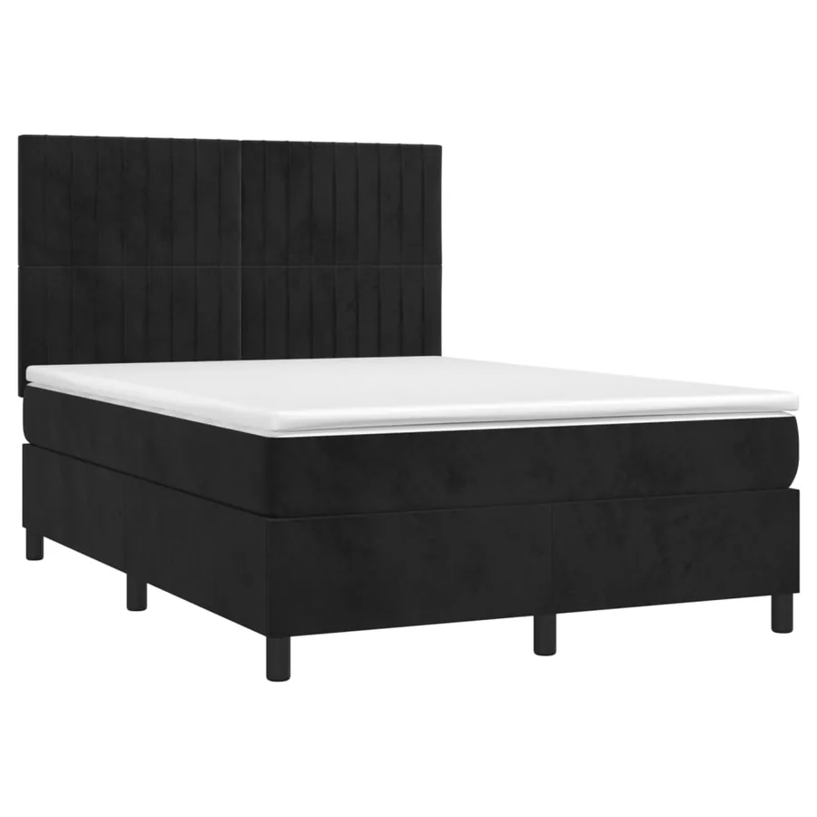 Sommier à lattes de lit avec matelas LED Noir 140x190cm Velours - 3
