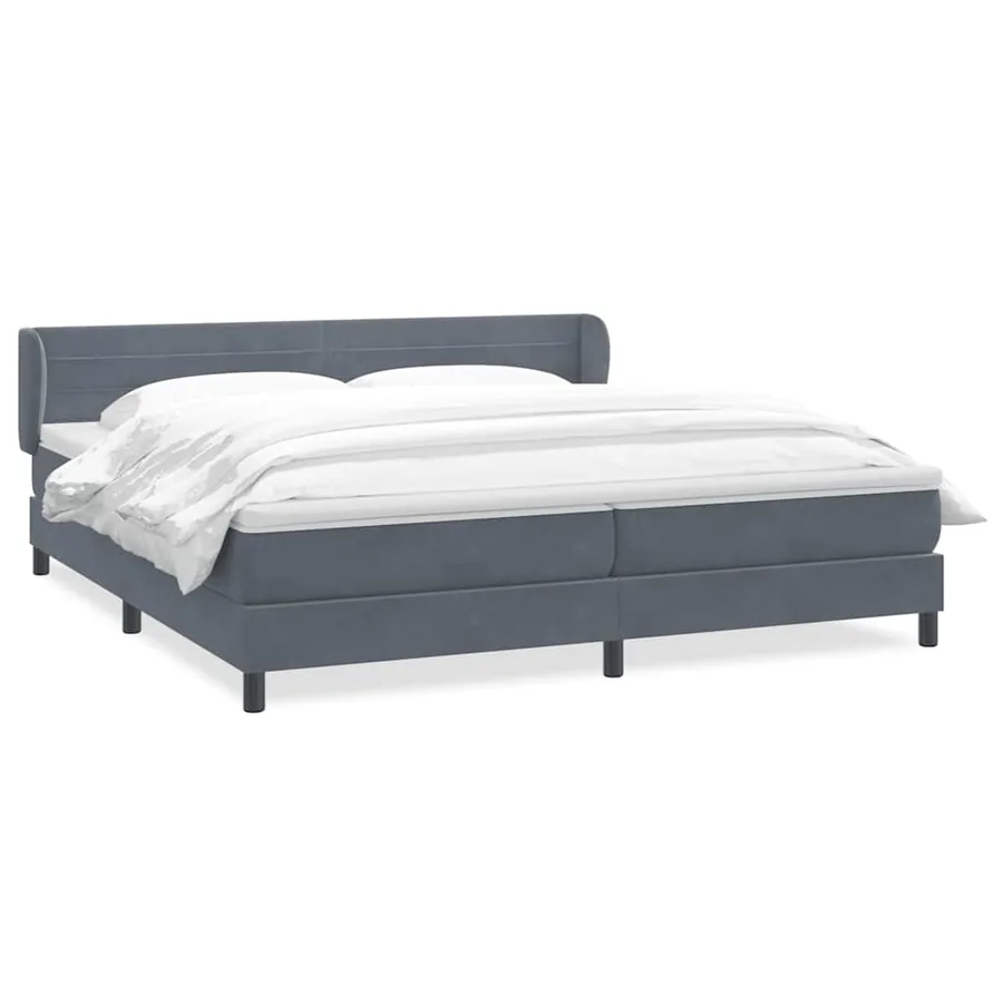 Sommier à lattes de lit et matelas gris foncé 180x220cm velours - 2