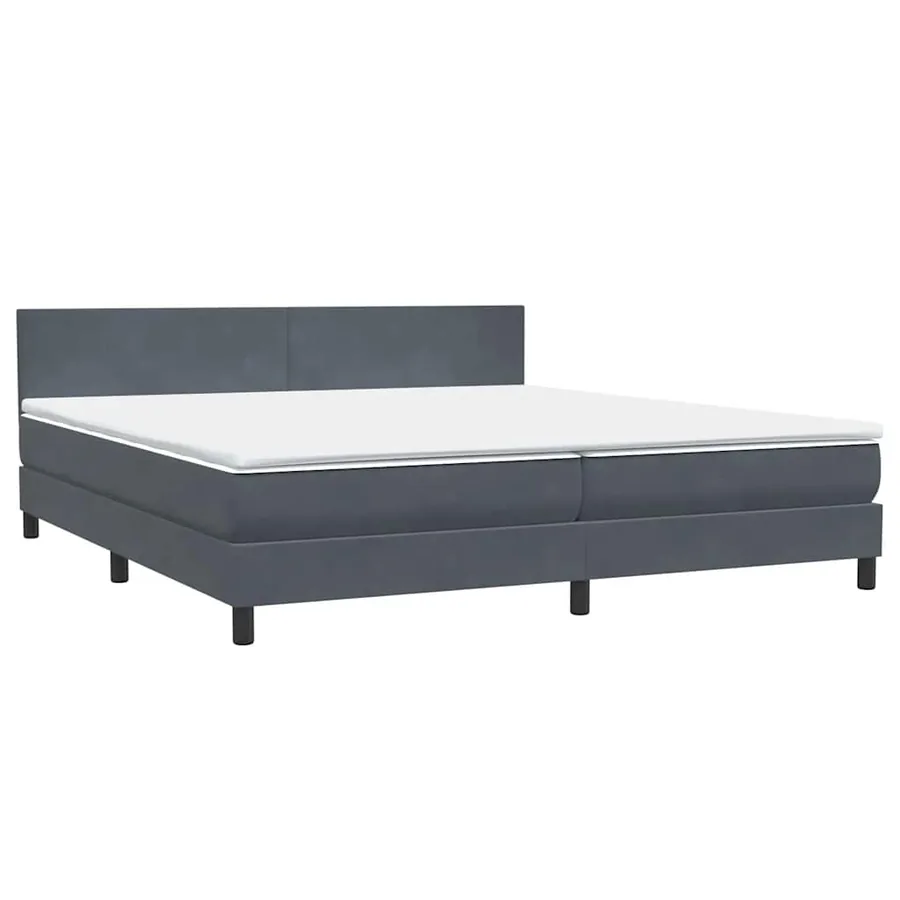 Sommier à lattes de lit et matelas gris foncé 200x220cm velours - 2