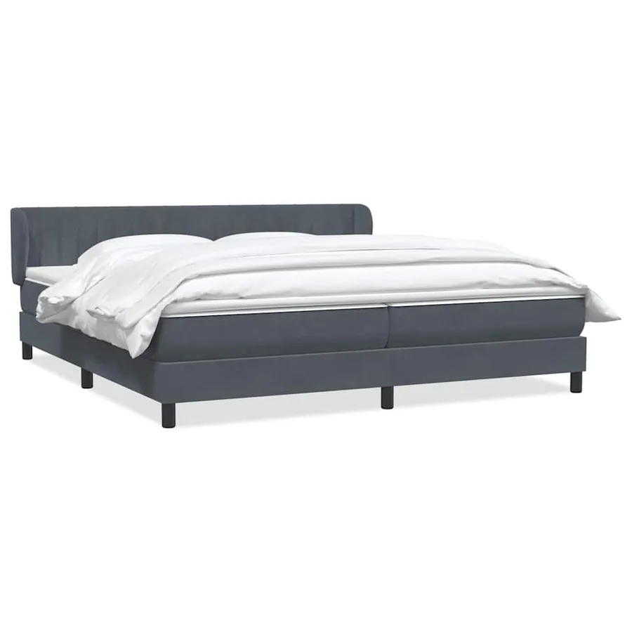 Sommier à lattes de lit et matelas gris foncé 200x220cm velours - 2