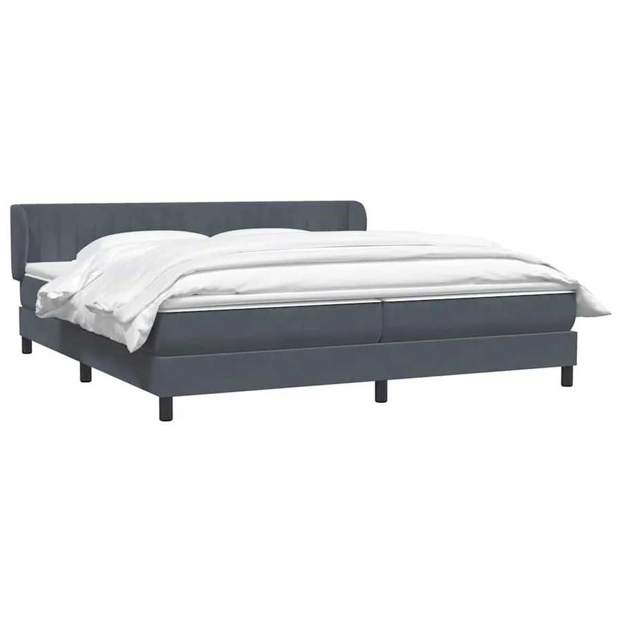 Sommier à lattes de lit et matelas gris foncé 200x220cm velours - 3
