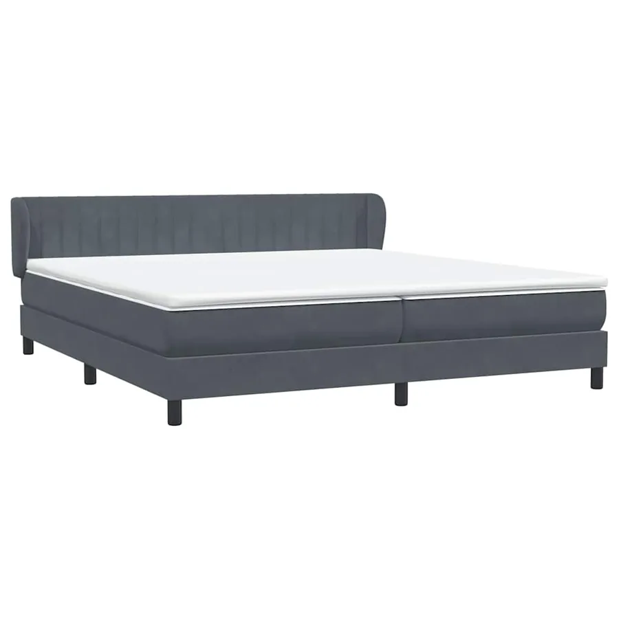 Sommier à lattes de lit et matelas gris foncé 200x220cm velours - 4