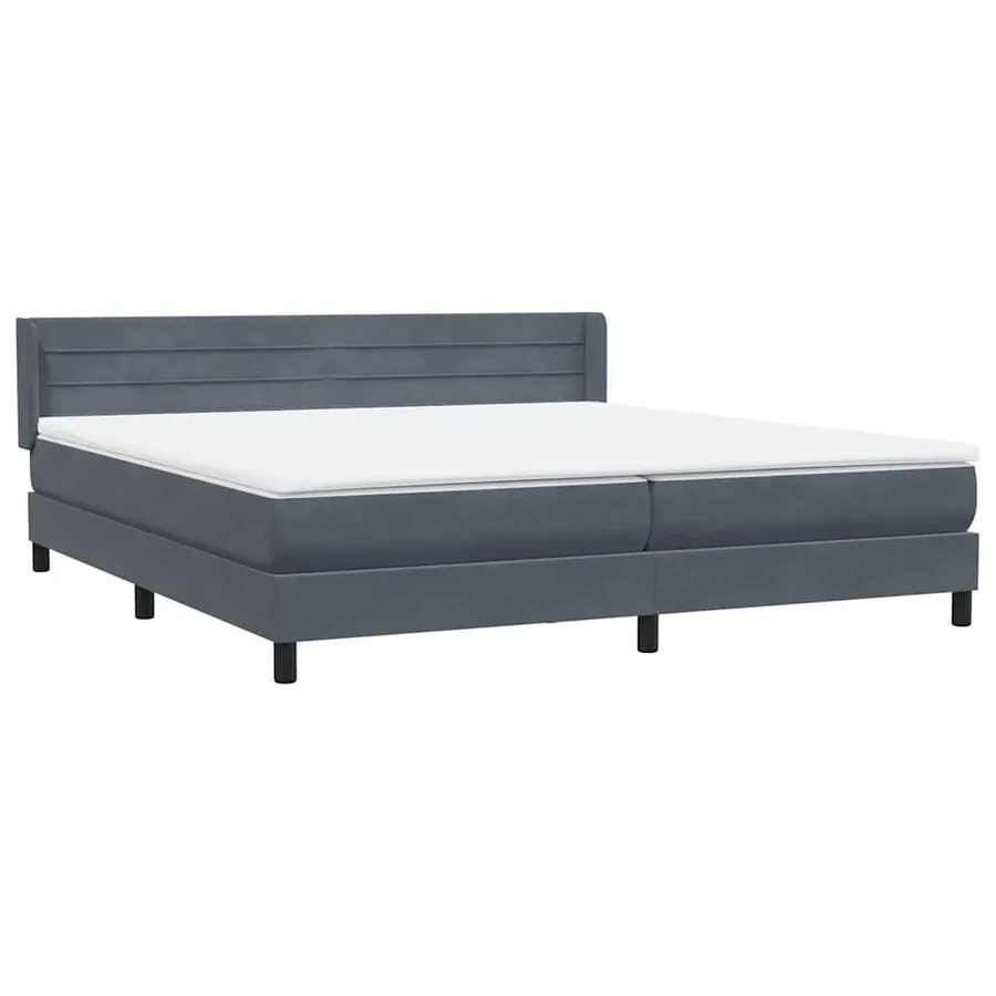 Sommier à lattes de lit et matelas gris foncé 200x220cm velours - 4