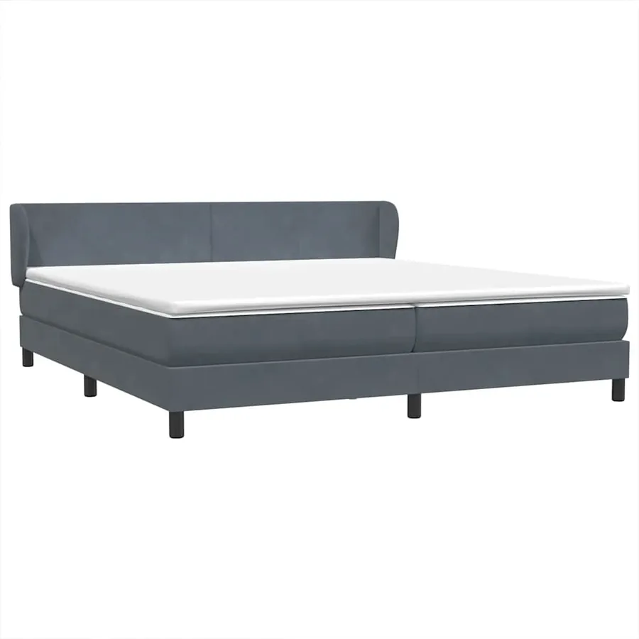 Sommier à lattes de lit et matelas gris foncé 200x220cm velours - 2
