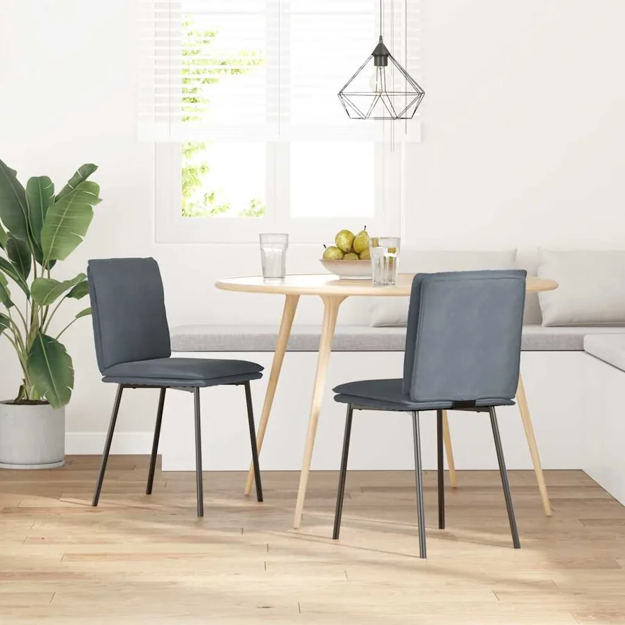 Chaises à manger lot de 2 Gris foncé Velours - 2